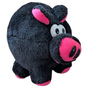 Vtg 80s Cloud 9 Plush Pig Black Hot Pink Toy Dan Brechner Stuffed Animal 9"